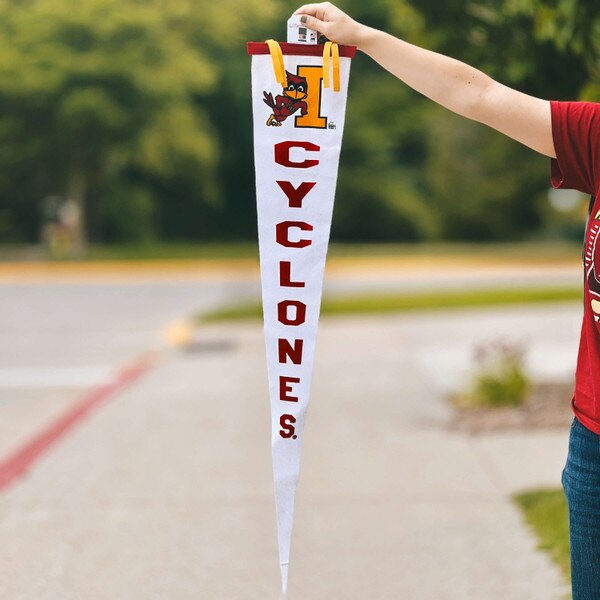 Leaning Cy White Vertical Skinny Pennant (8"x48")